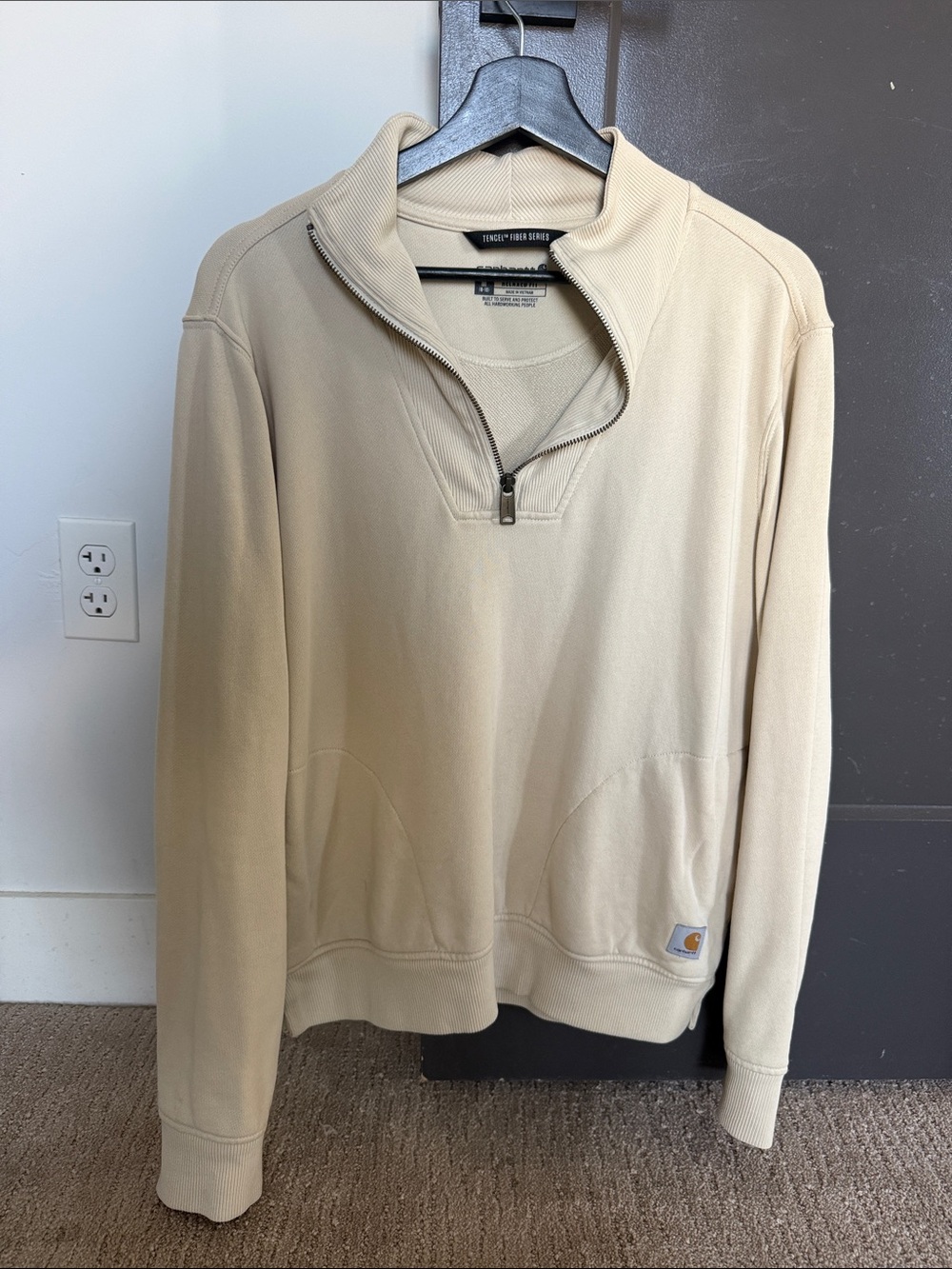 Carhartt Men’s Zip-Neck Pullover Sweater - Cream/Tan